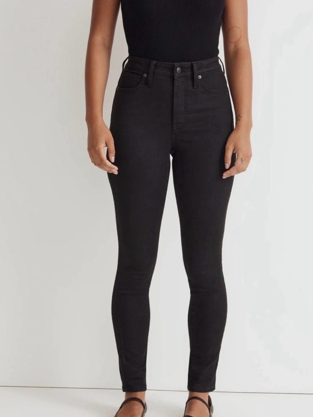 Madewell Black Curvy High-Rise Skinny Jeans, Tall 26T - Picture 7 of 9